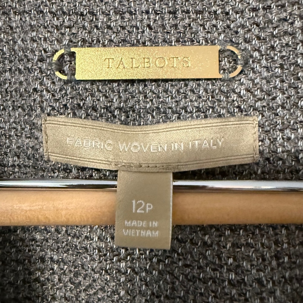 Talbots Womens Blazer Jacket 12P Taupe Gray Brown Tweed Single Button Wool Blend - Picture 4 of 10